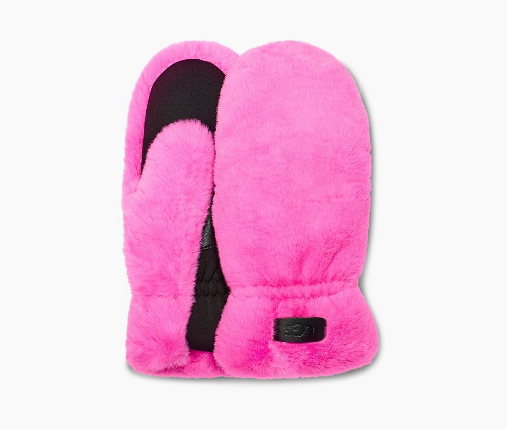 Ugg All Over Faux Fur Mitten - Womens Gloves - Rose - NZ (9460KJYCL)